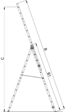 Алуминиева три-раменна стълба 3х7 